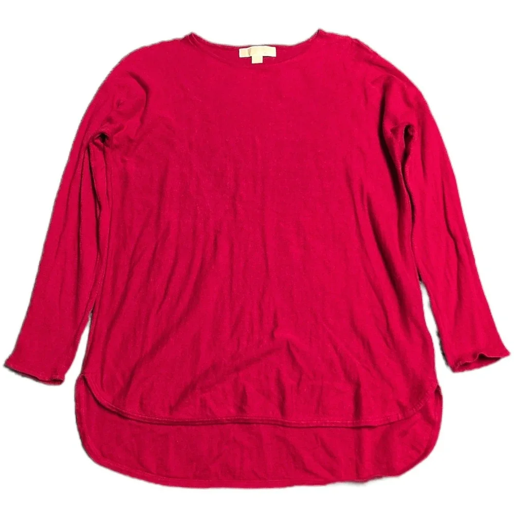 Michael Kors Crew Neck Sweater‎ Top Women Size Medium Red Long Sleeve